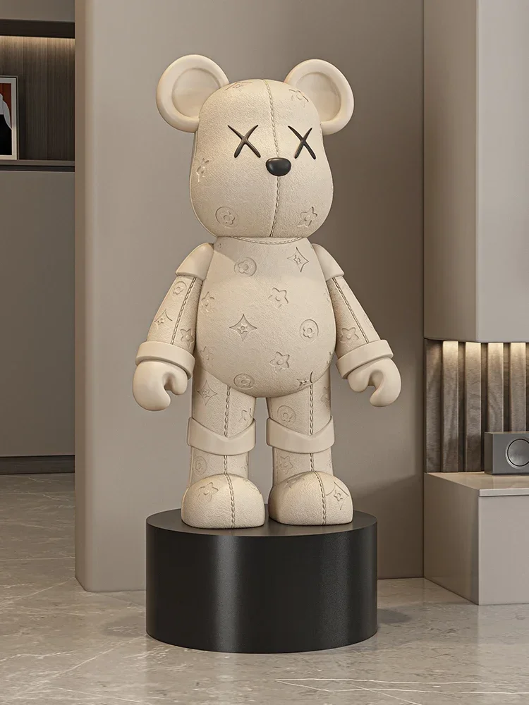 Living Room TV Cabinet Home Decoration High-end Doll Decorations, 77cm Cream Style High Violence Bear Floor Ornaments 3