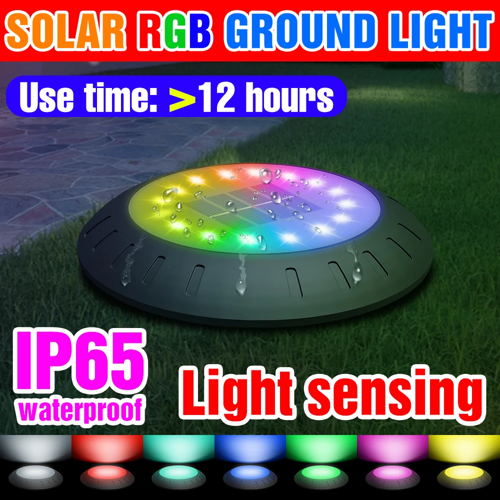 RGB LED Solar Lights Outdoor Buried Light Garden Decoration Underground Deck Lamp IP65 Waterproof Sunshine Powered LED Solar Lam for outdoor camping 20l large capacity portable shower bath sunshine heat water bag green