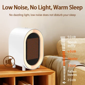 Portable Electric Fan Heater1200W For Home Destop Office Living Room Bedroom PTC Ceramic Rapid Heating Winter Air Blower Warmer