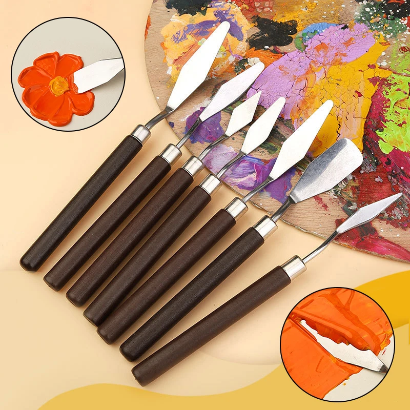 

7Pcs/Set Oil Painting Scraper Gouache Stainless Steel Painting Palette Knives Spatula Mixing Tool Artist Crafts Art Tools