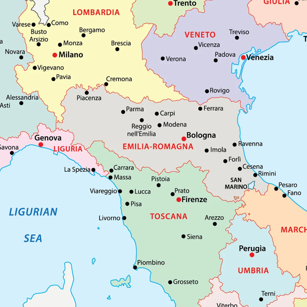The Italy Political Map In Italian 100*150 cm Large Wall Poster Non-woven Canvas Painting Classroom Home Decor School Supplies world map poster