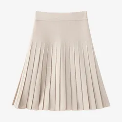 Blue Shabbos Collection: Soft Wool Knitted Family Matching Outfits in 100% Cotton with Grid Pattern - 16(15-16y) (Cream Pleated Skirt)