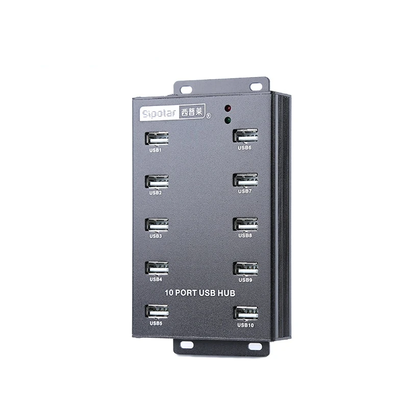 Sipolar A300 промышленный металлический 10 портов мощность 60 Вт ed USB 2,0 концентратор с питанием 12 В для ПК планшетов SSD HDD