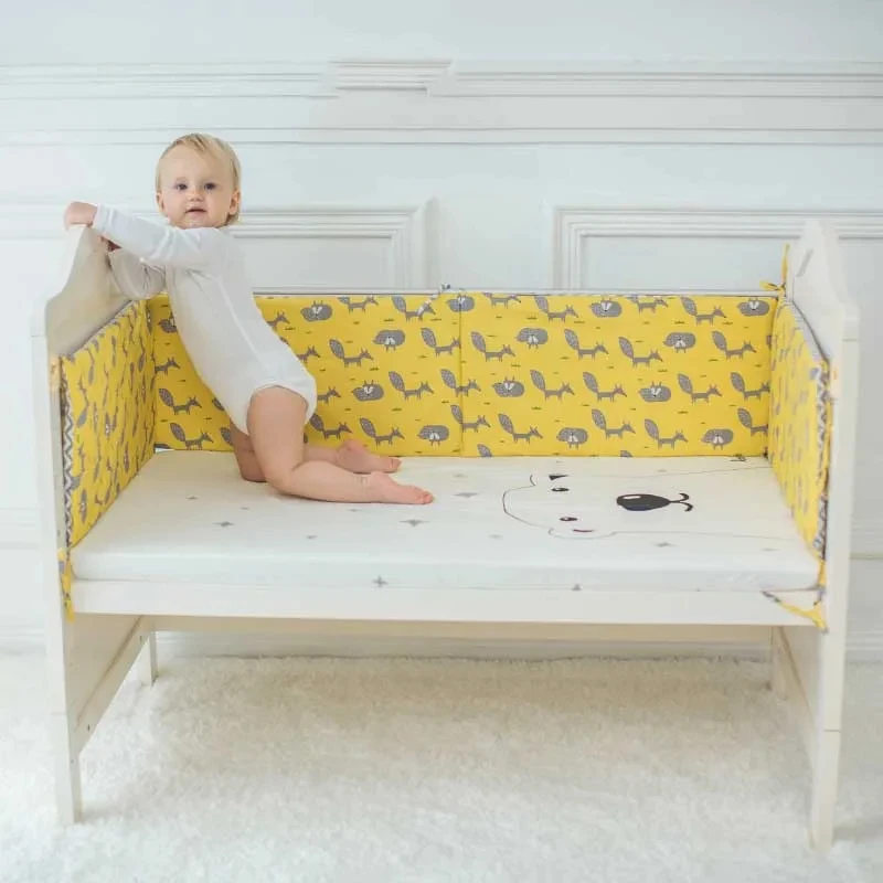 Baby Bed Thicken Bumpers Cotton Printed Cot Protector For Baby One-piece Crib Around Cushion Pillows 130*30 CM