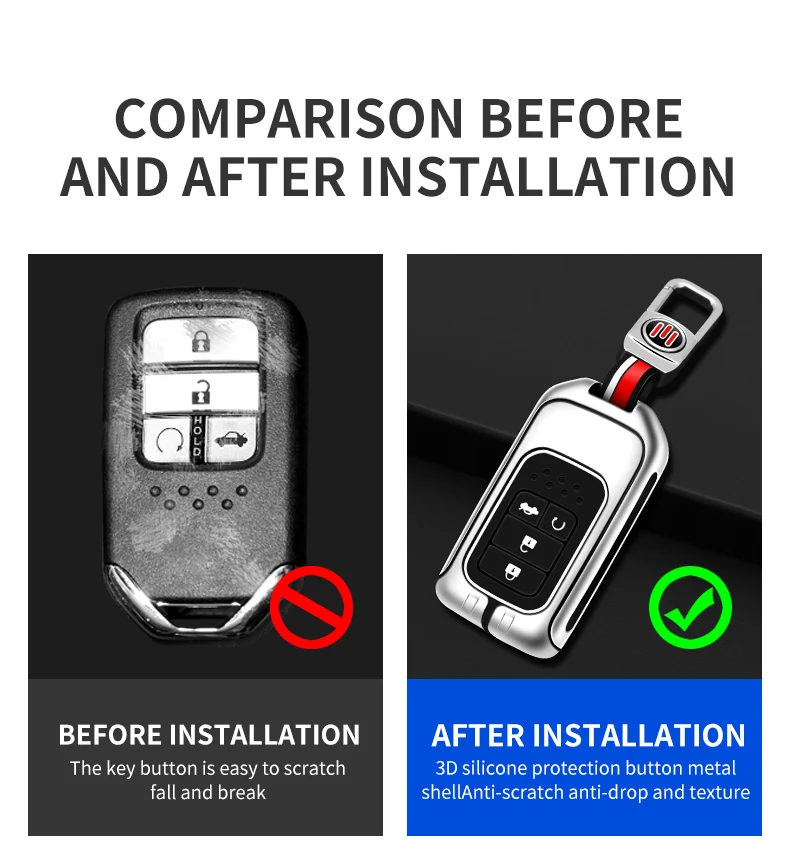 Portachiavi con copertura a distanza per auto in metallo Shell Fob per Honda CR-V CRV Accord Odyssey Civic XRV Vezel Jade Crider Fit Holder accessori - Sed99f28733434b3f9d4b272ae7ff116fs