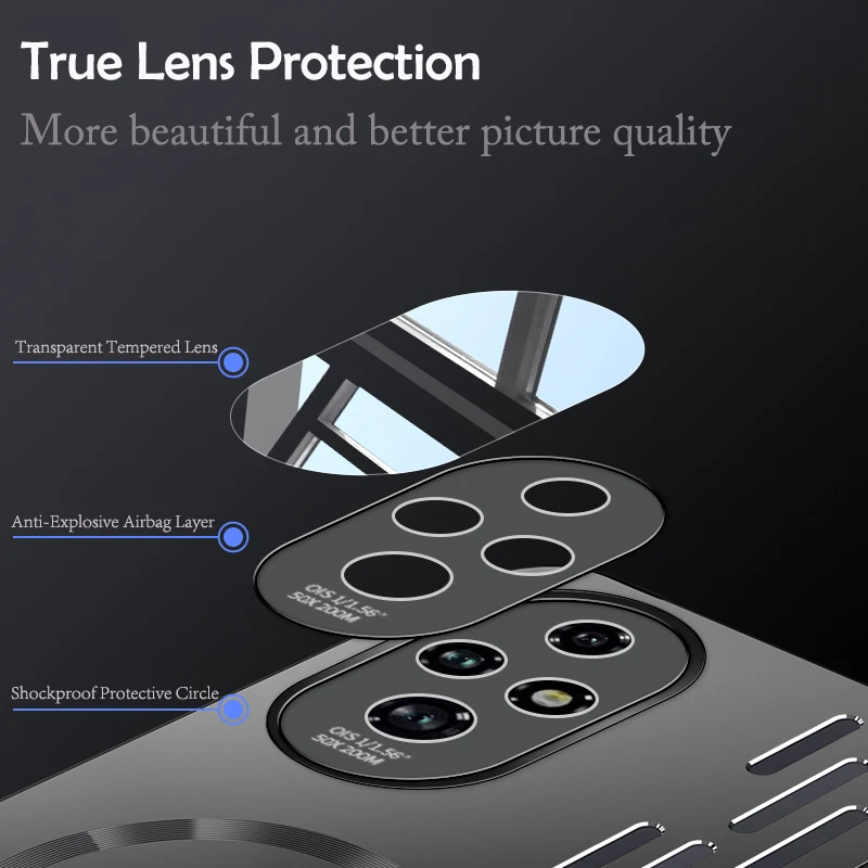 Luxury Magnetic Wireless Charging Smart Case with Hard Metal Heat Dissipation Back Cover