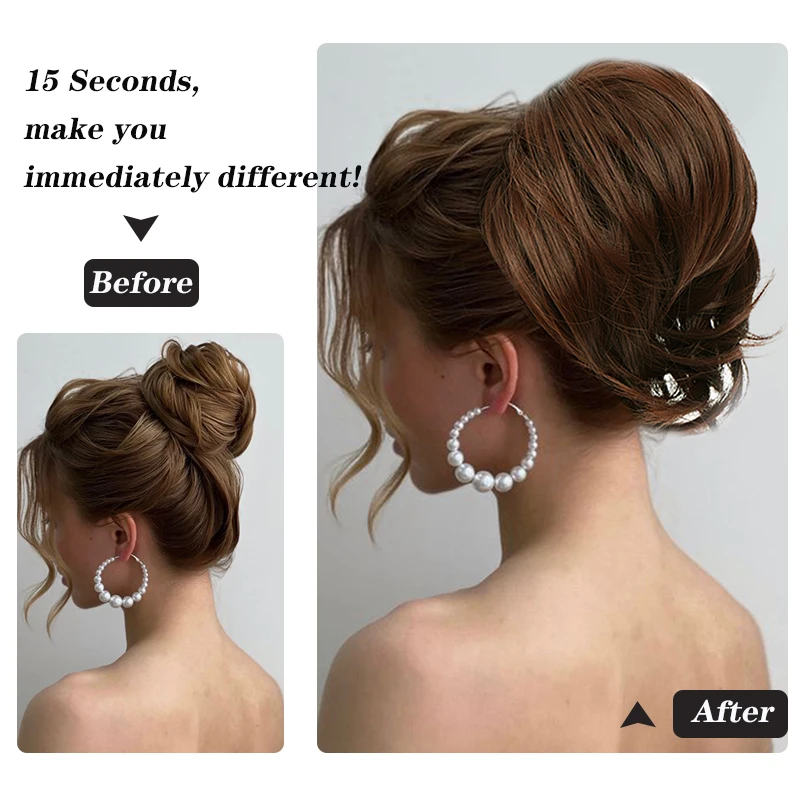 Lupu Synthetische Messy Bun Chouchou Chignon Met Elastische Haarbanden Donut Rechte Paardenstaart Haarstukken Voor Vrouwen Hair Extensions