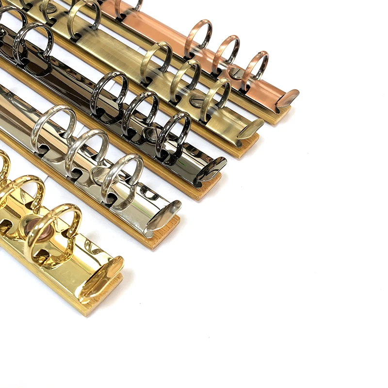 A6 Detachable Buckle Loose-leaf Binder Strip Bamboo Back Panel 6 Holes Metal Ring Binder Clips Data Book Album Notebook