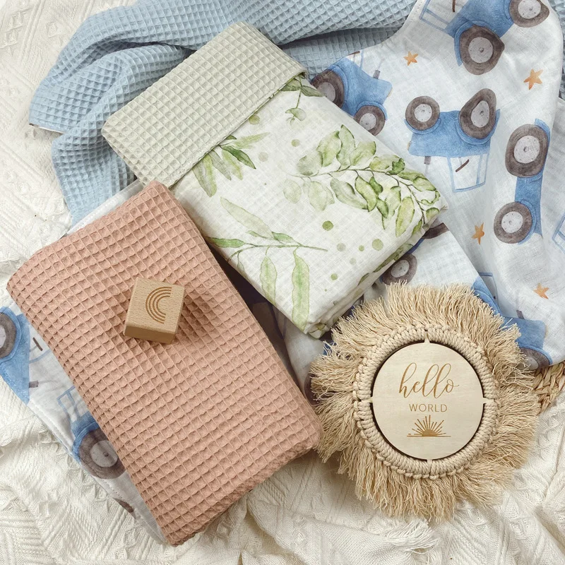 

Muslin Baby Cotton Blanket Floral Waffle Plaid for Newborn Baby Items Soft Comforter Bedding Swaddle Blanket Lange Mother Kids