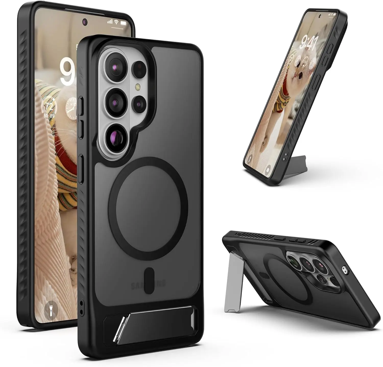 Magnetic Matte Hard Back Phone Case with Stand and Magsafe Compatibility
