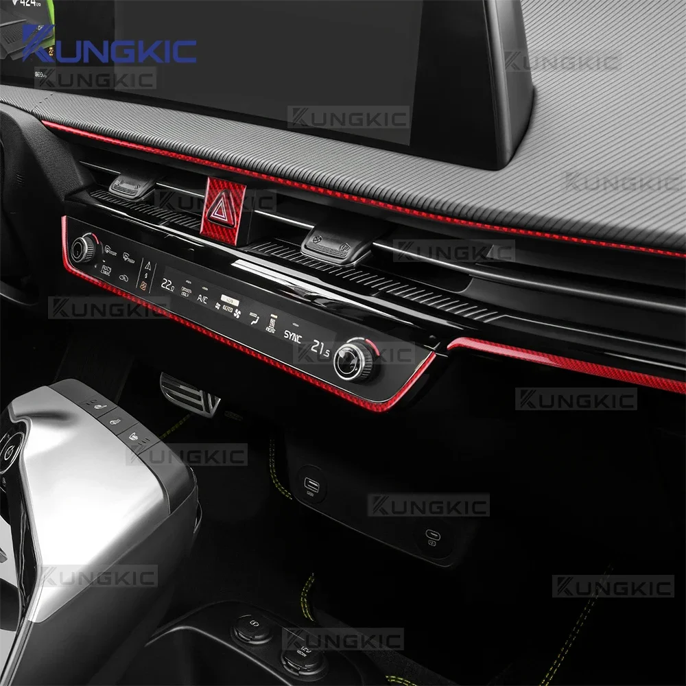 기아 EV6 GT EV 2022 2023 2024 2025 2026 좌핸들/우핸들 차량용 리얼 소프트 카본 파이버 승객 에어컨 통풍구 스트립 내부 트림 스티커