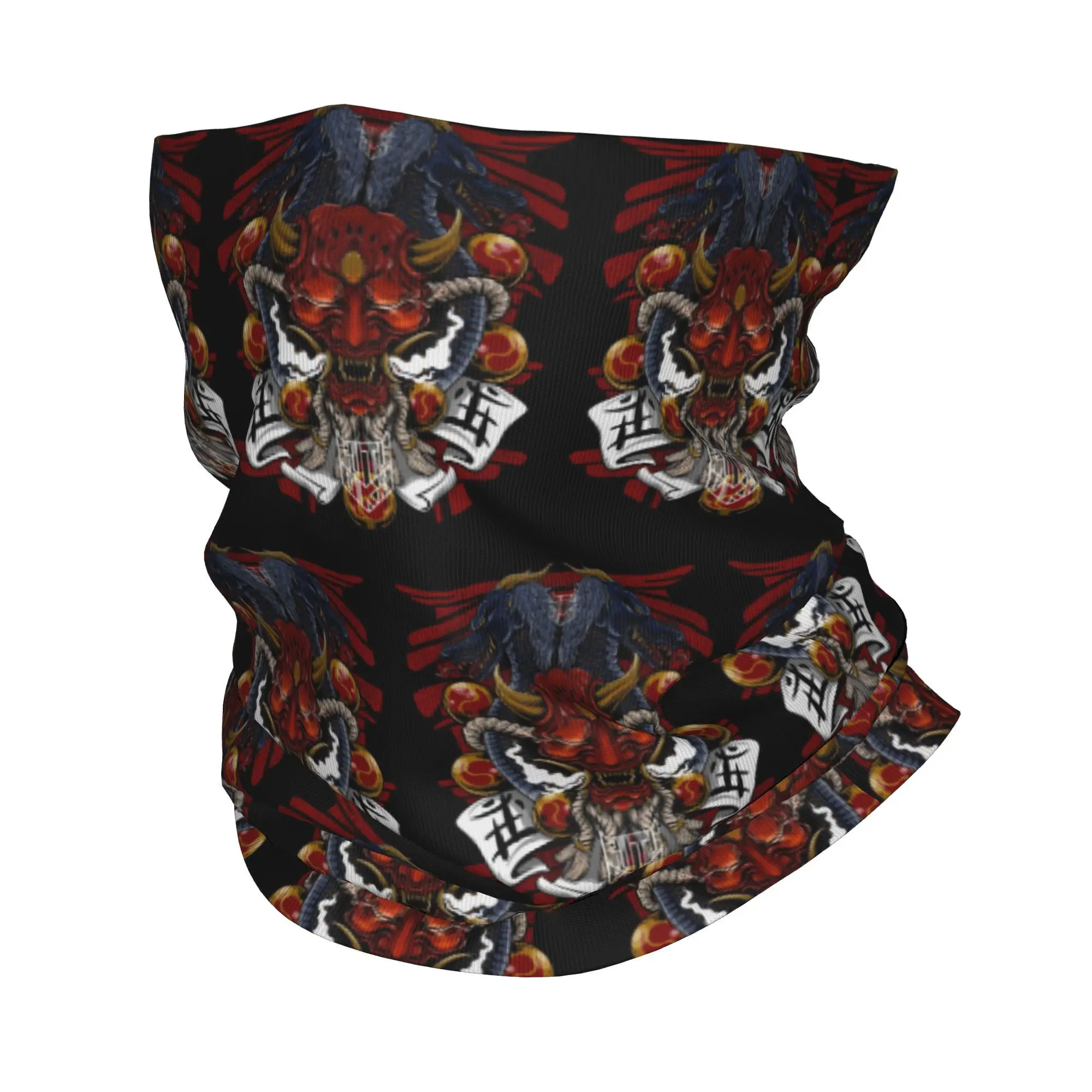 Japan Samurai Demon Oni Bandana Neck Gaiter UV Protection Face Scarf Cover Women Men Headwear Tube Balaclava