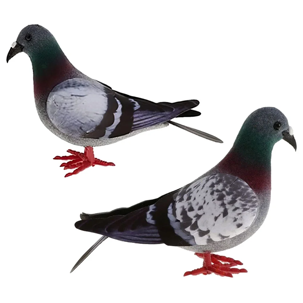

2 Pcs Simulation Foam Pigeon Model Home Decor Fake Lifelike Desktop Bird Decoration Dove Figurine Household Landscape