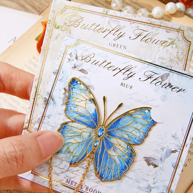 Retro Special-Shaped Butterfly Student Reading Bookmark Holder 4Types Of Art Oil Painting Bookmarks Exquisite Reading Gifts metal bookmark bookmarks stationery supplies bookmark holder oil painting bookmark
