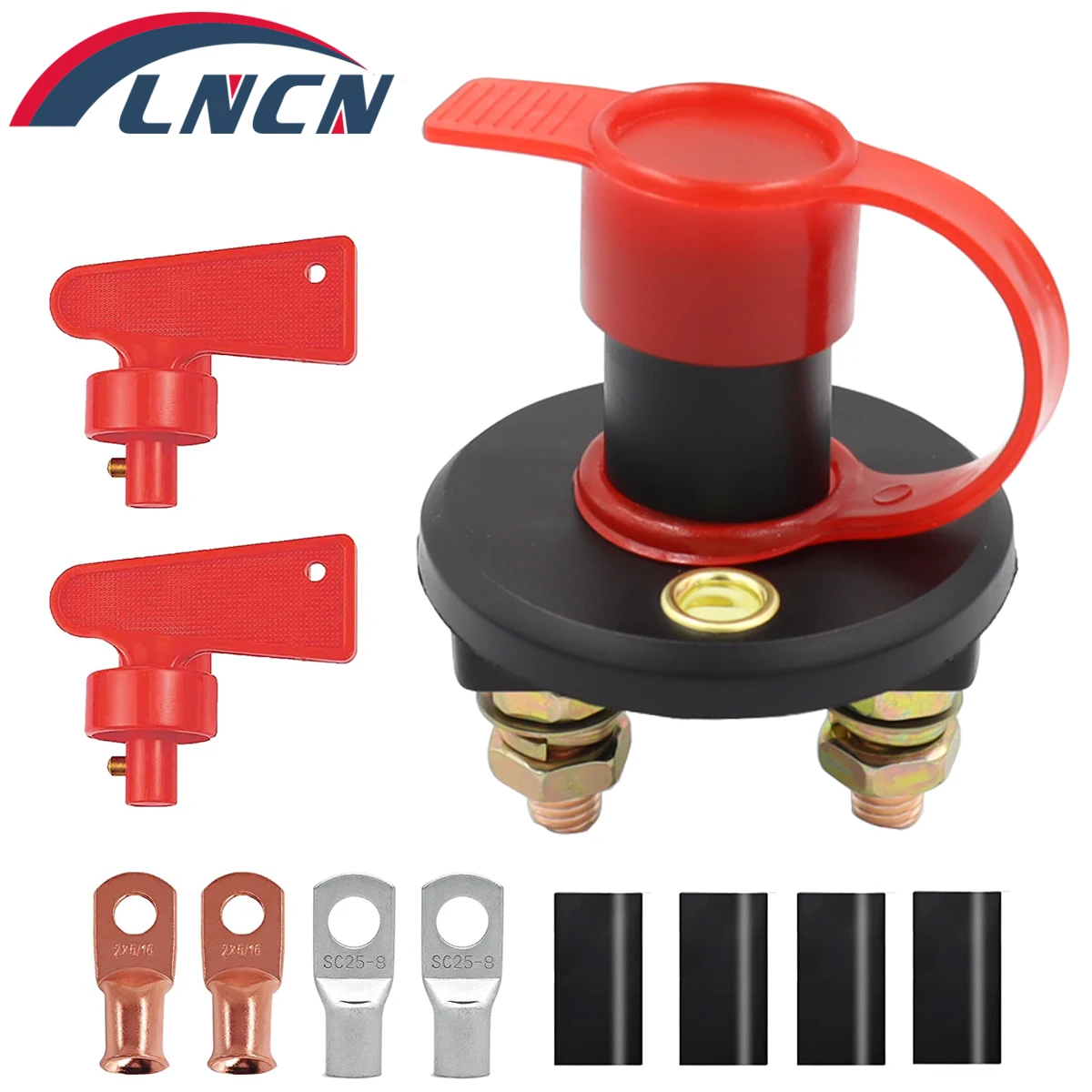 

12V/24V Car Battery Power Switch Disconnect Isolator Circuit Breaker Main Switch Kill Cut-off Switch Insulated Rotary Switch Key