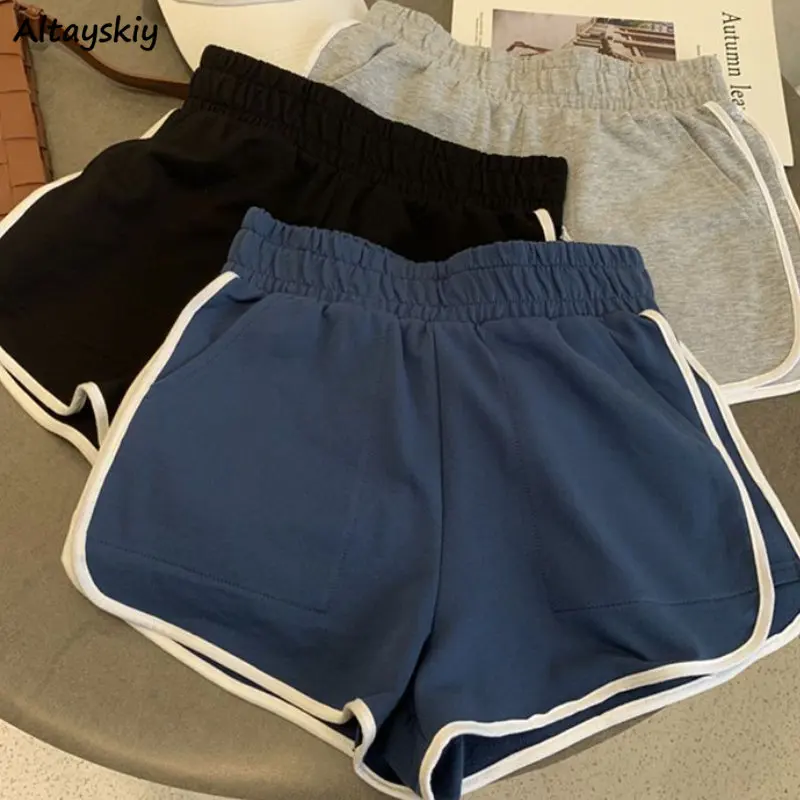 

Шорты Женские спортивные с завышенной талией, свободные универсальные повседневные уличные штаны в Корейском стиле, простая и уютная модная одежда в стиле Ins, шикарные, на лето