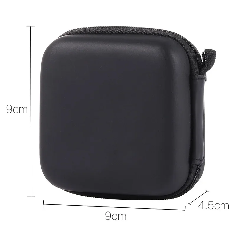 Headphone Case Bag with Lanyard Earphone Box Storage for Memory Card Headset USB Cable Charger Organizer Square Storage Bag