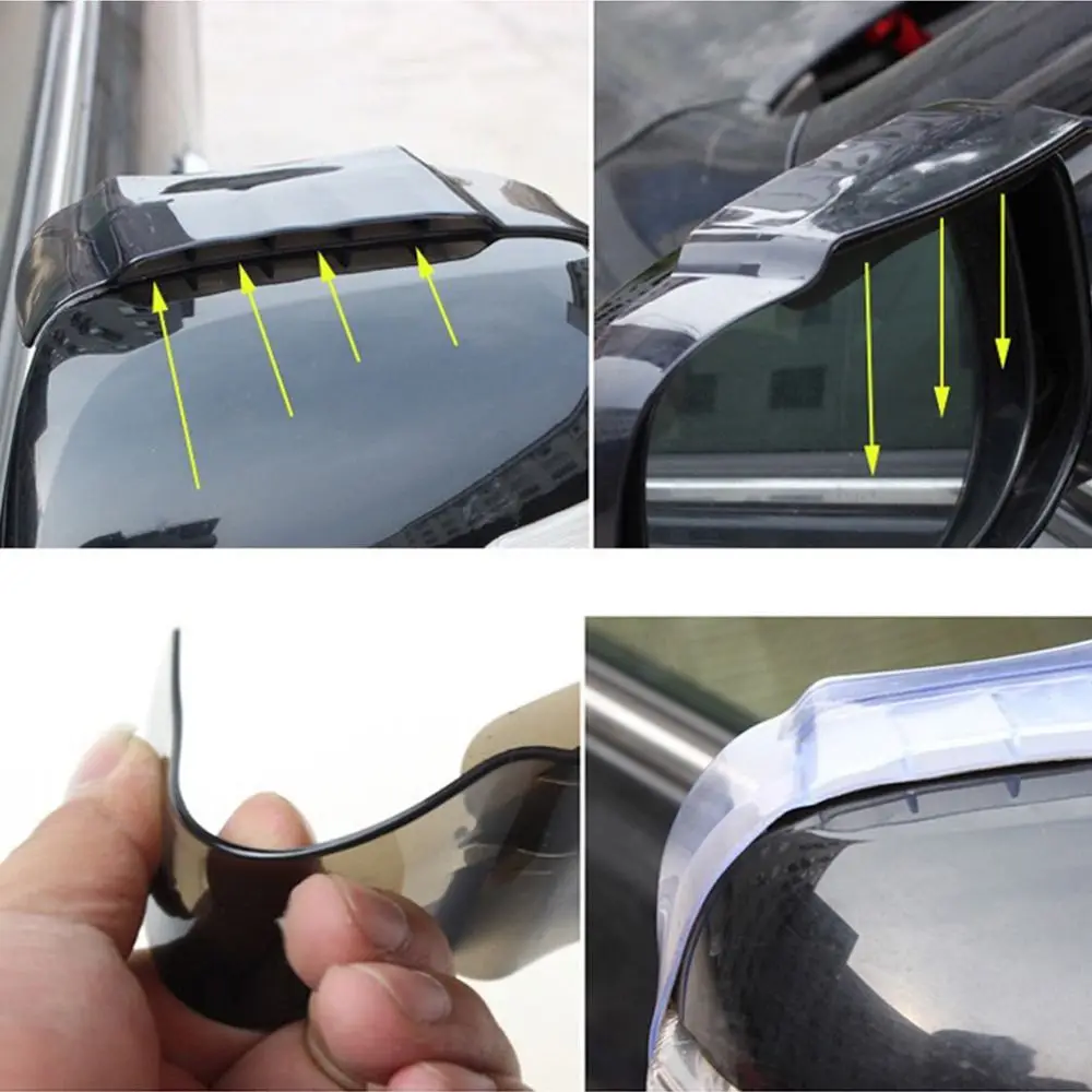 2pcs Air Drying Style Universal Car Rear View Mirror Rain Cover Sun Visor Eyebrow Side View Mirror Rain Guard Auto Protection