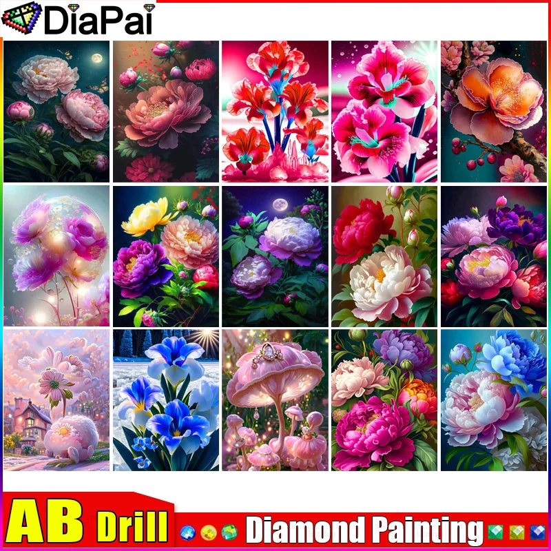 

DIAPAI AB Full Diamond Embroidery Diy 5D Diamond Painting Cross Stitch "Peony Moon" Full Drill Home Room Decor