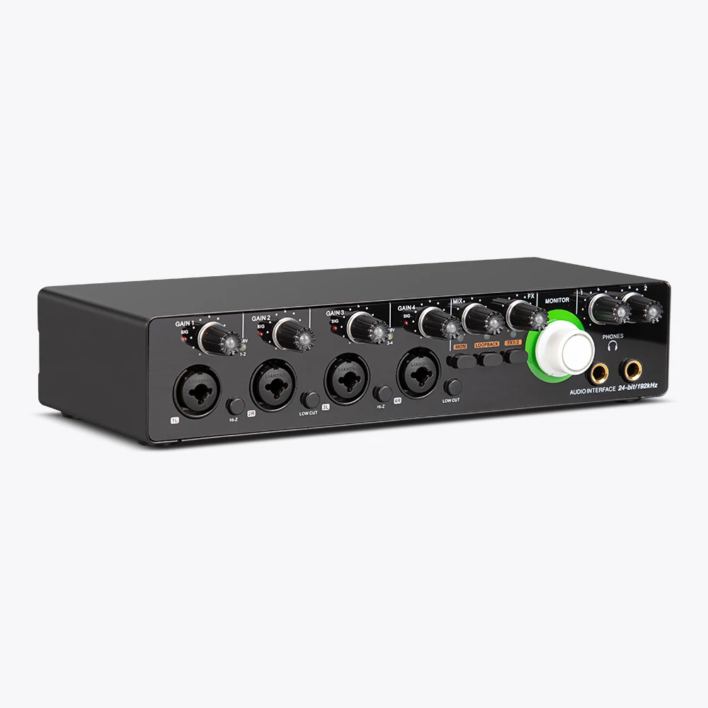 

Новинка 2023, микшер 4 в 4, 24 бит, 192 кГц, DJ-консоль, USB-Звуковая карта для подкастинга, студийный музыкальный инструмент