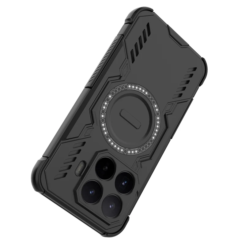 Magnetic Wing Shield Phone Armor Case - Hard PC + Soft TPU, Wireless Charging Compatible
