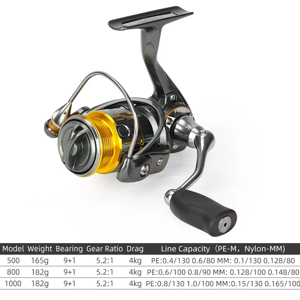 TSURINOYA Bait Finesse Spinning Fishing Reel FS 500 800 1000 Shallow Spool Long Casting 4kg Drag Power 5.2:1 Trout  Game Wheel