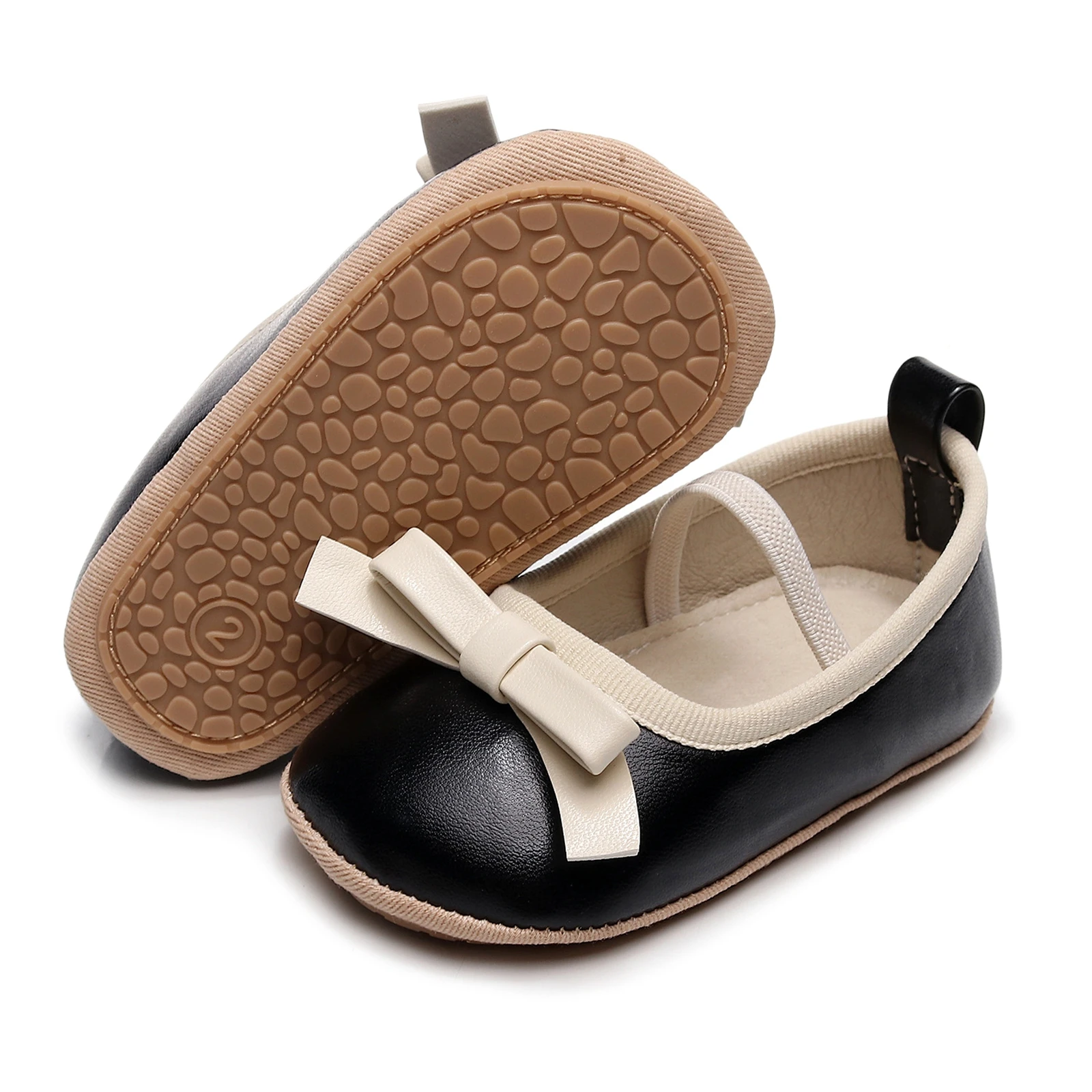 Pudcoco Baby Girl Premium PU Flats Infant Bow First Walker culla scarpe per feste, Festival, Baby Shower 0-18M - immagine 2