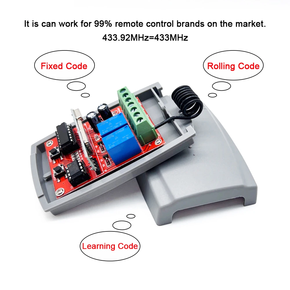 Garage Remote Control Universal Receiver 2CH 433mhz Fixed Rolling Code For CARDIN DEA DOORHAN AT-4 DITEC