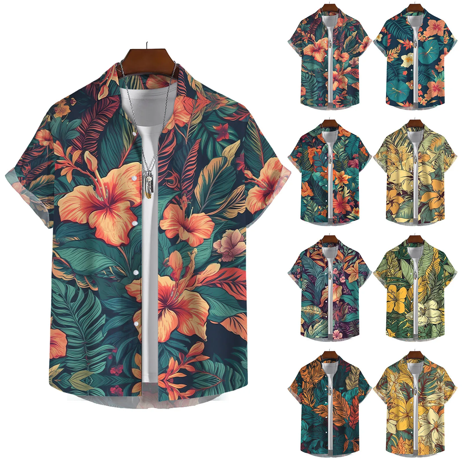 

New Designer Hawaiian Shirts For Men Vintage Button Down Bowling Shirts Short Sleeve Summer Beach Shirt camisas de hombre