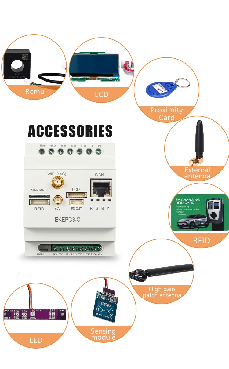 Electric Vehicle Charger Cable-Based Controller with OCPP1.6 (Wifi, 4G, Ethernet