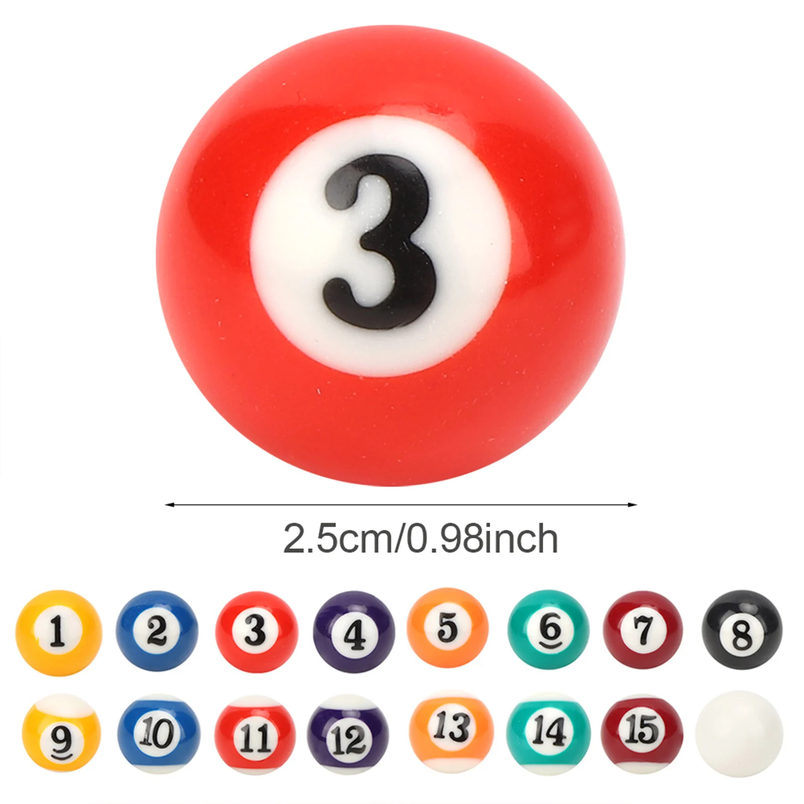 16PCS Eco-friendly Resin Mini 2.5CM Children Billiard Ball Toy Pool Table Accesssories