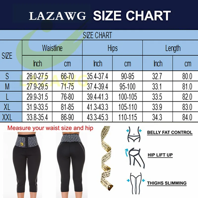 LAZAWG Women Hot Sweat Pants Neoprene Sauna Sweat Shorts Waist Trainer Body Shaper Waist With Hook Workout Short Control Panty waist trainer shapewear workout pants