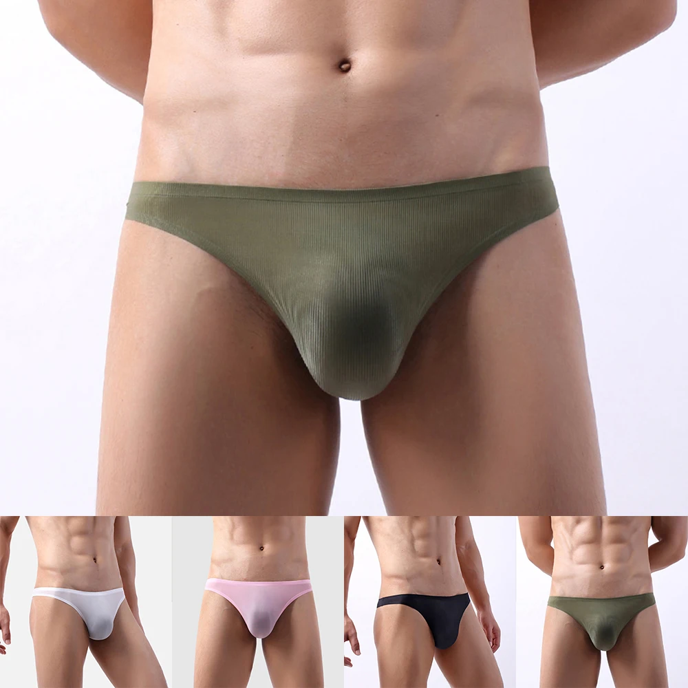Mens Sexy Low Rise Comfortable Bulge Pouch G-string Shorts Ultra-thin Low Waist Thong See Though Briefs Underwear Бикини