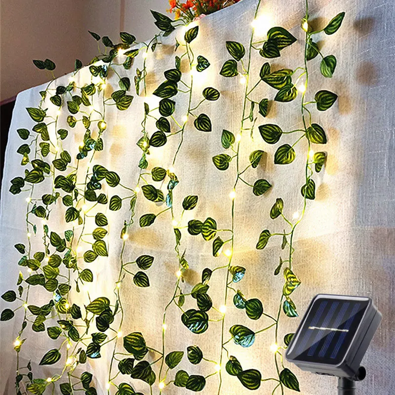 Solar-Powered Waterproof Maple Leaf Fairy Lights - 100 LED, 10M Length for Outdoor Christmas Garden Decoration