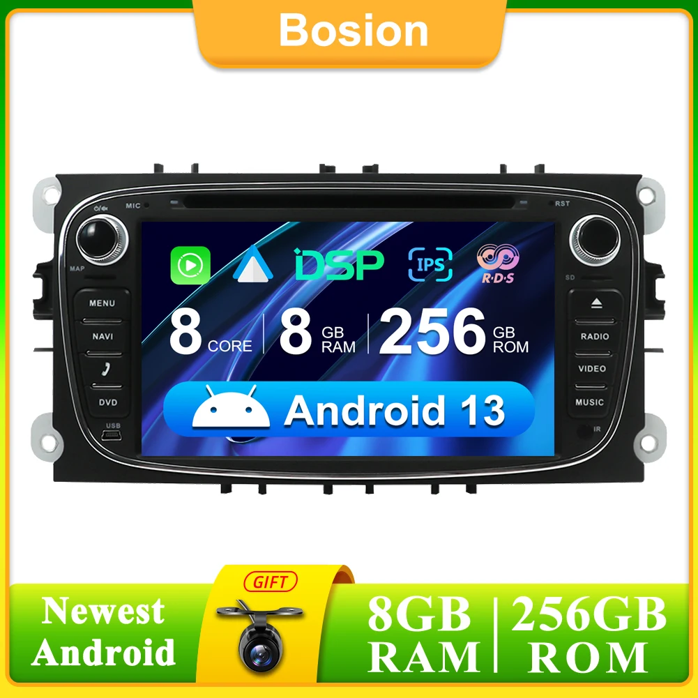 

2 Din Car Stereo Radio Multimedia Player DVD Android 13.0 For Ford Focus S-Max Mondeo Galaxy C-Max Kuga GPS RDS Auto Carplay+DSP