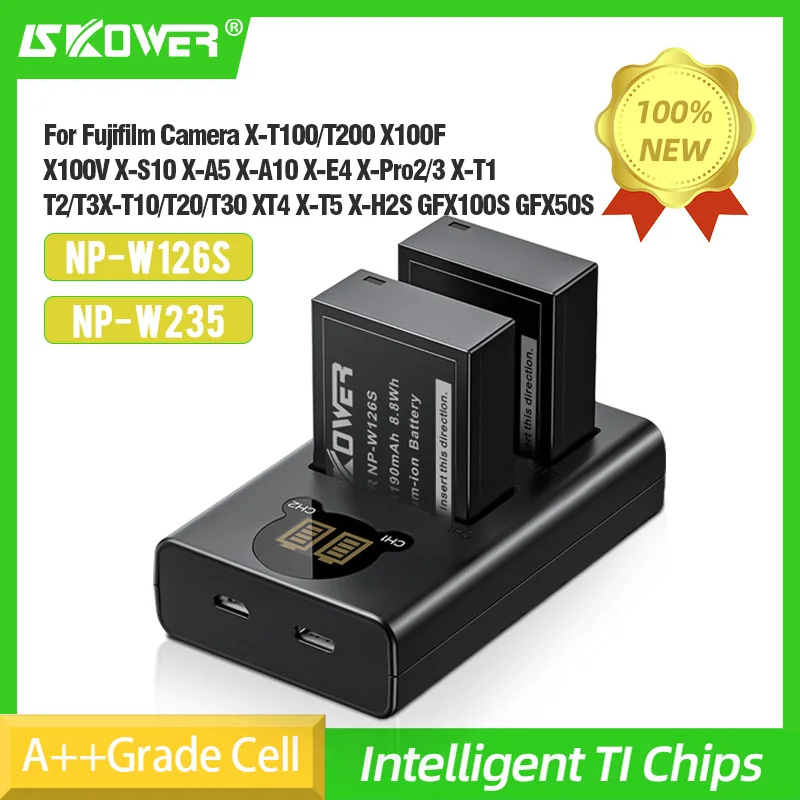 

NPW126S NPW235 Battery For Fujifilm Camera X-T100/T200 X100F X100V X-S10 X-A5 X-Pro2/3 XT4 X-T5 X-H2S GFX100S GFX50S and Charger
