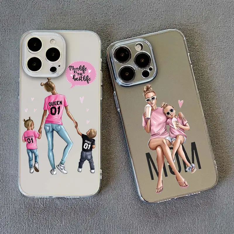 Stylish Family Mama of Girl Phone Case - Clear Transparent Cover