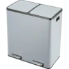 Steel Trash Can, 60L Dual Compartment, Metal Kitchen Step Recycle Bin, Metal Double Dustbin, in-Home Garbage Rubbish Can W/Remov 1