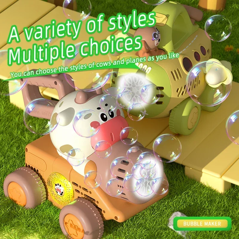 Trolley Bubble Machine Gun Cart Cartoon Animal Car Electric Automatic Soap Bubbles Car Outdoor Party Game Children Toys for Kids