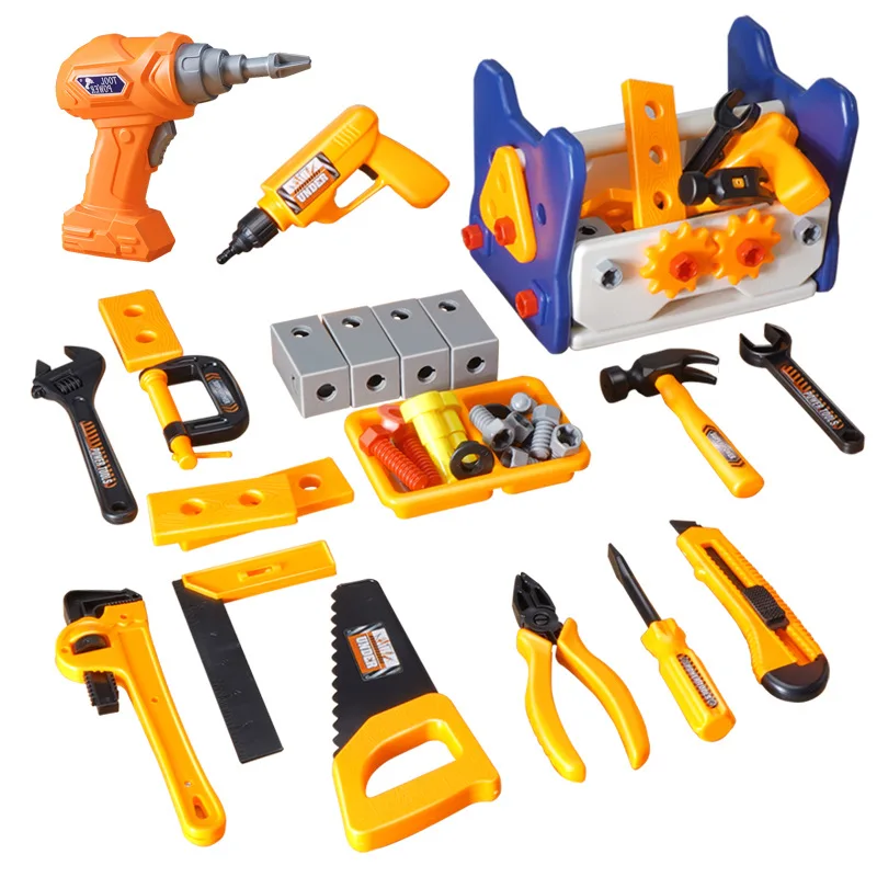 Pretend Play Repair Tools Box Toy Model Saw Screwdriver Wrench Hammer Screw Tool Kit Tool Children's Disassemble Educational Toy 2