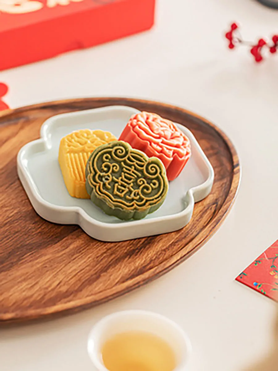 Small Ceramic Tableware for Home Dining Dishes, Breakfast Tray, Cake, Dessert Plates, Photo Props for Chinese Red Wedding Part