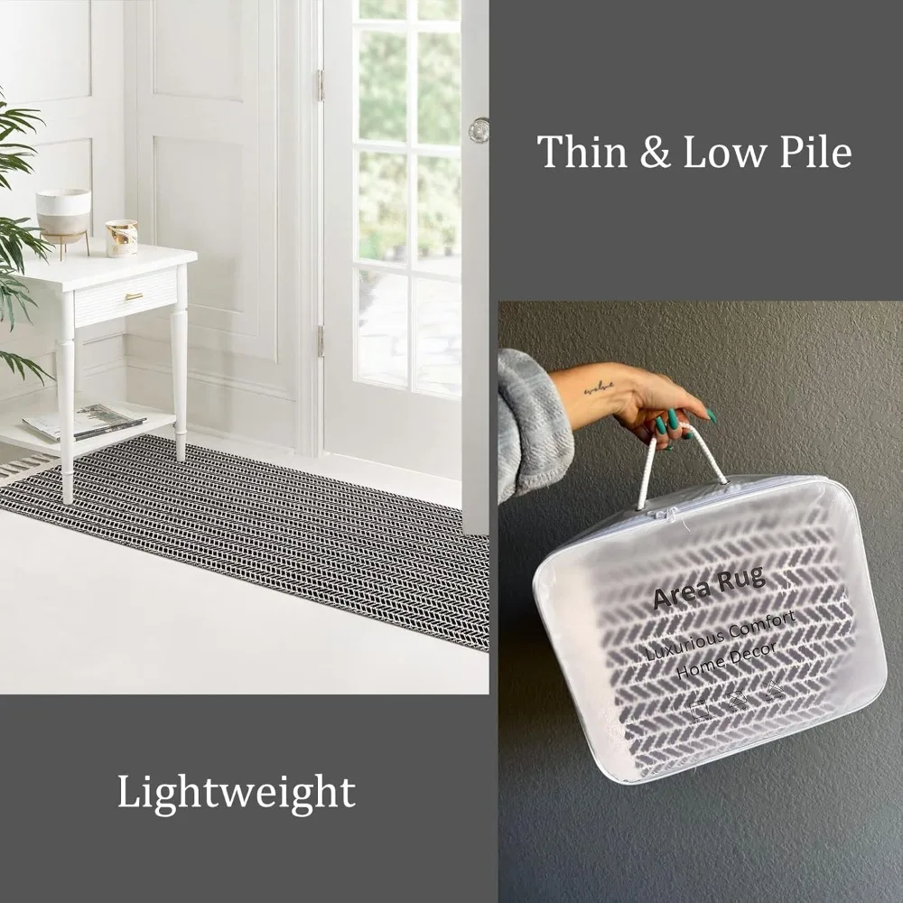 Boho Bathroom Rugs, Small 2x3 Front Door Mat Lightweight Kitchen Rug Woven Cotton Area Rug with Tassels, Farmhouse Washable Bla