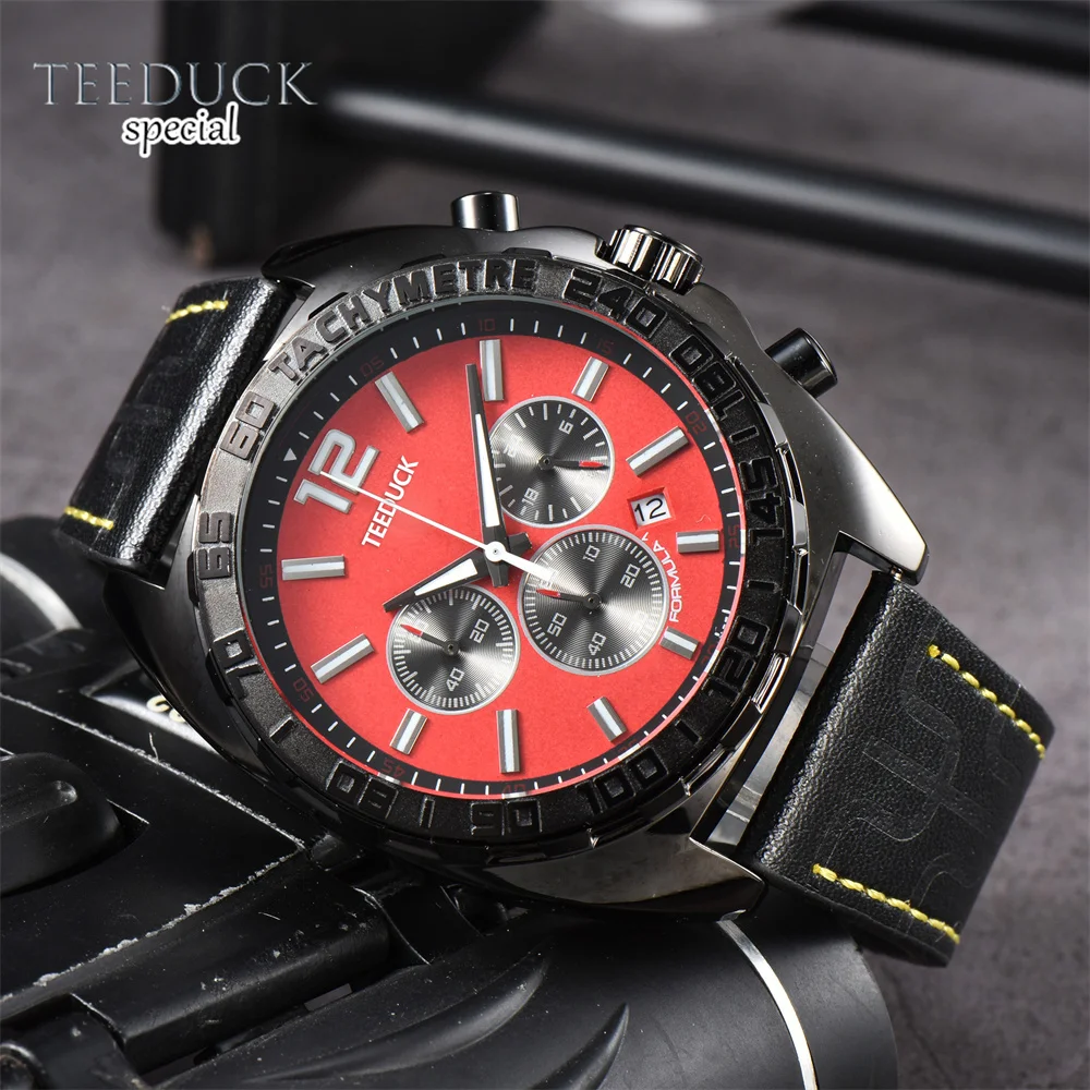 

Quartz Watch AAA Luxury brand Luminous Waterproofing Stainless Steel leather rotating bezel calendar Chronograph Men Wristwatch