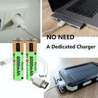 Batterie Li-ion AAA grande capacité, port Type-C, longue durée de vie, rechargeable, charge rapide en 1h, plus de 1200 cycles de charge. 5
