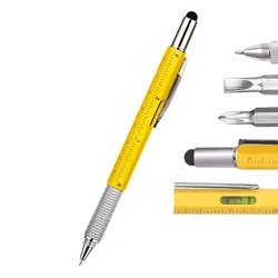Enhanced Stylus Pen for Smartphones and Tablets - Touchscreen Writing Accessory (7in1 Metal Yellow)