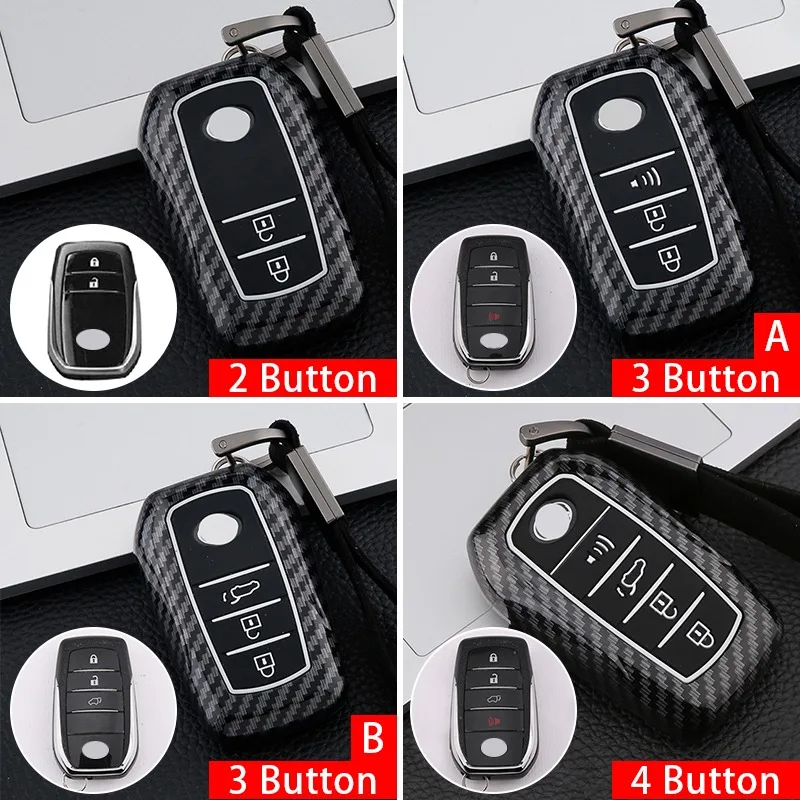 

Carbon fiber ABS Car Remote Key Case Cover Bag For Toyota Corolla Rav4 Highlander Fortuner Hilux Land Cruiser Innova PRADO