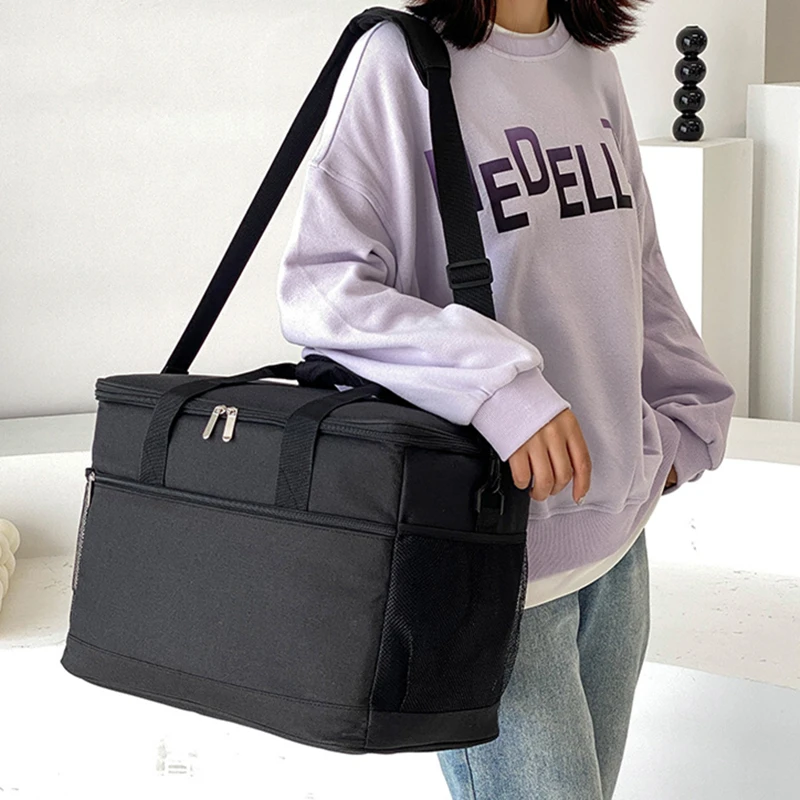 19/33L Portable Lunch Cooler Bag Large Capacity Thermal Travel Picnic Box Thickened Aluminum Film Waterproof Tote Bags