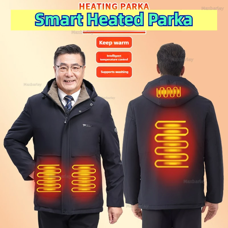 USB Smart Heating Jacket Men Winter Extreme Cold Ski Heated Cotton Jacket USB Constant Body Thermal Graphene Fleece Thermal Coat