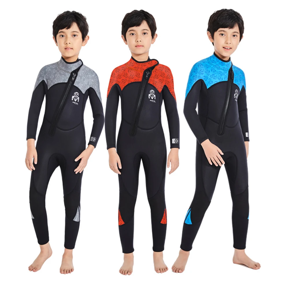 

Fashion 2.5MM Neoprene Children's Wetsuit One Piece Front Zipper Warm Sunscreen Swimming Snorkeling Diving Surfing Suit
