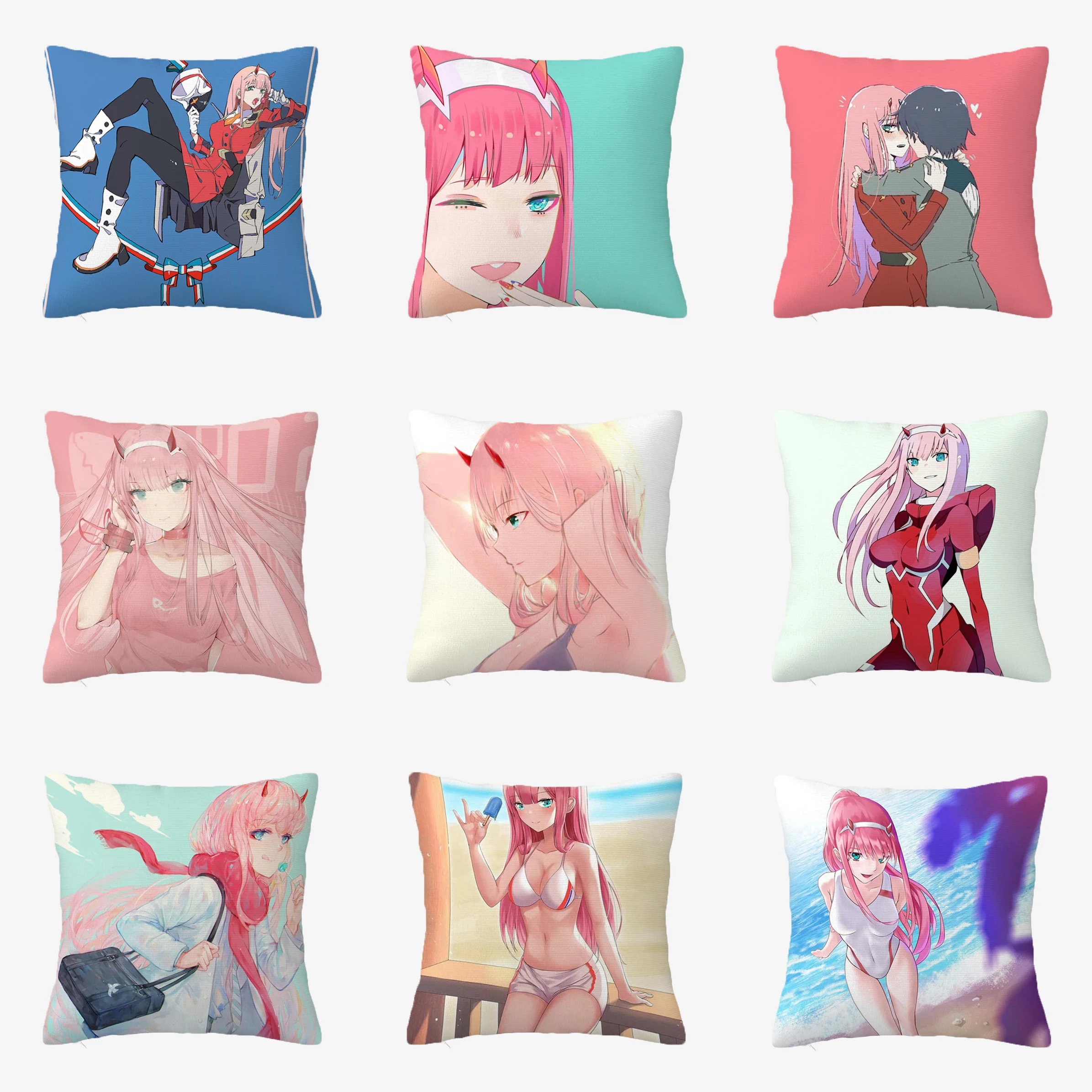

Double Sided Printing FranXX Anime Pillow Covers for Bed Pillows Decor Home Short Plush Cushion Cover Decorative Pillowcases